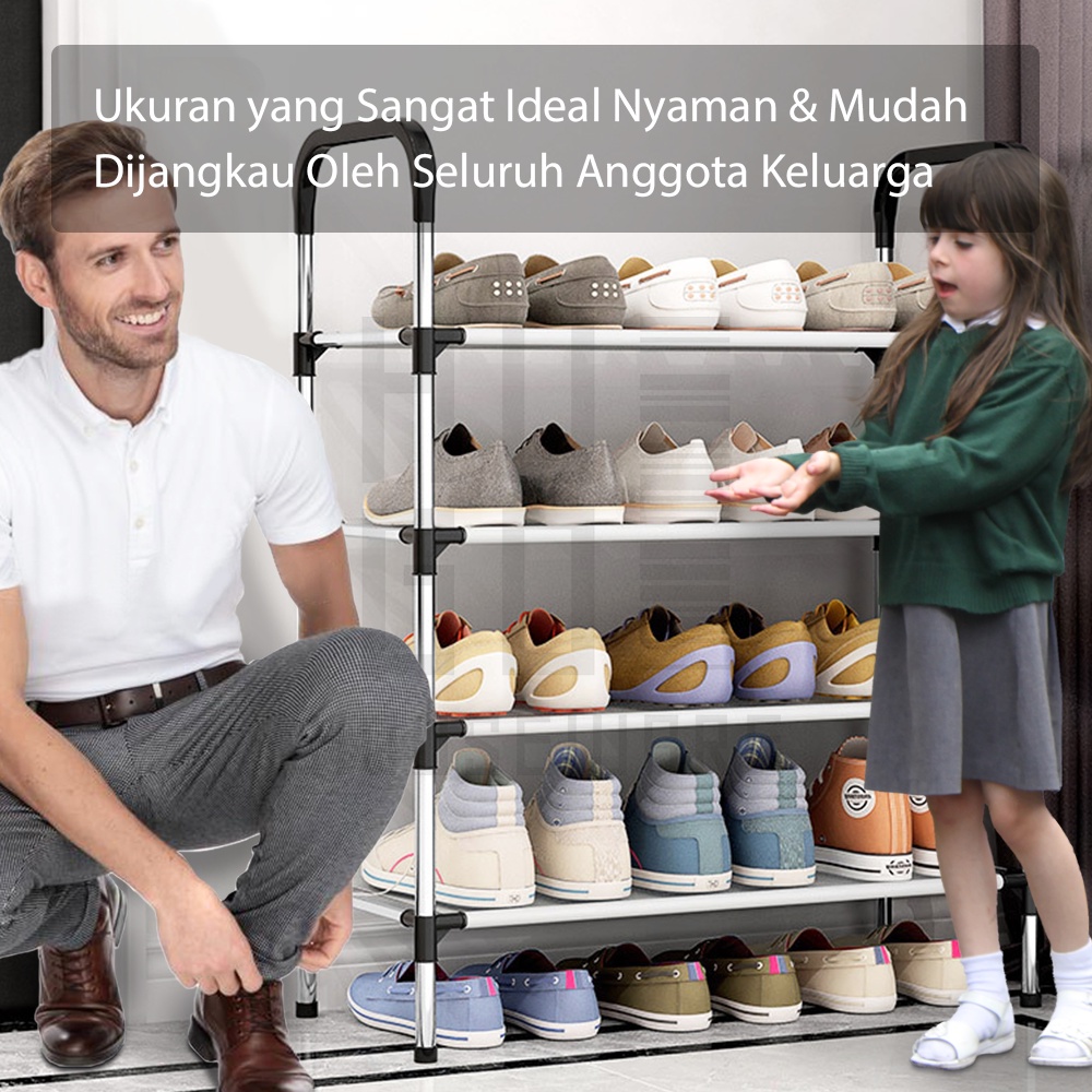 HUGO Rak Sepatu Portable Serbaguna 4 &amp; 5 Tingkat Tempat Sandal Premium