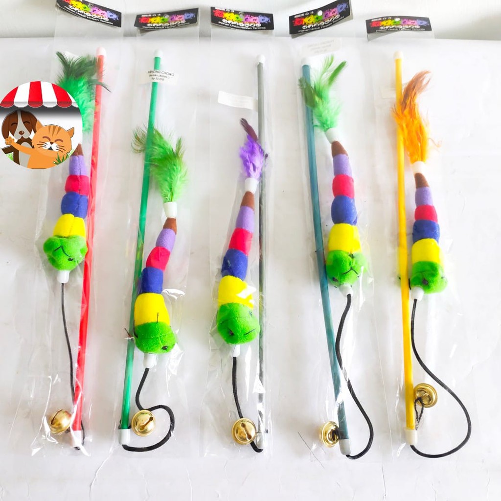 Mainan Kucing Pancingan Bentuk Cacing Kerincing - Pancing Interaksi