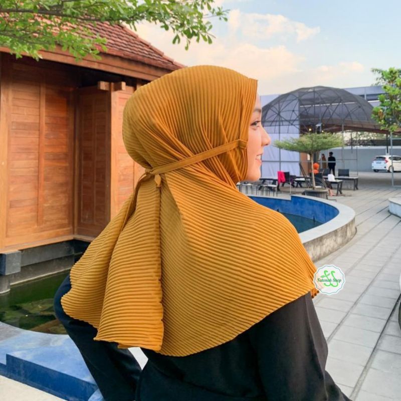 Jilbab instan plisket diamond tali bergo sa'i hijab terbaru viral ( jilbab plisket ) fatonah shop