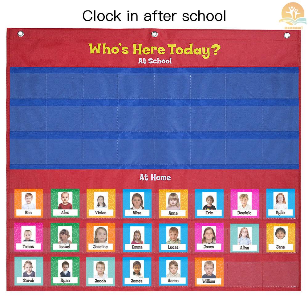 School Classroom Attendance Pocket Chart with 72 Color Cards Teacher Accessories for Classroom Management Early Education