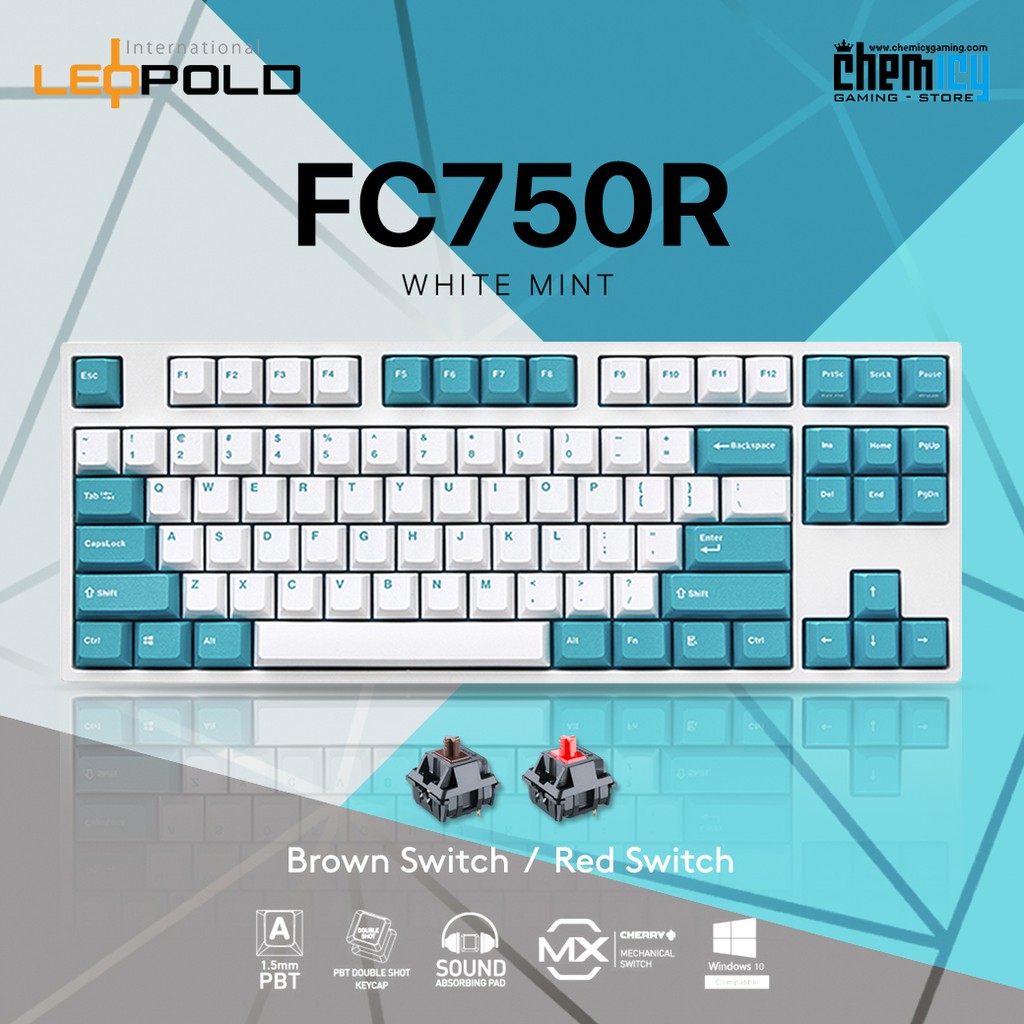 Leopold FC750R White Mint TKL Mechanical Gaming Keyboard