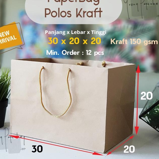 

[DISCOUNT 9GT59] Paperbag / Tas Kertas / Paper Bag Polos Coklat Kraft 30 x 20 x 20 (1 pcs) Harga Termurah