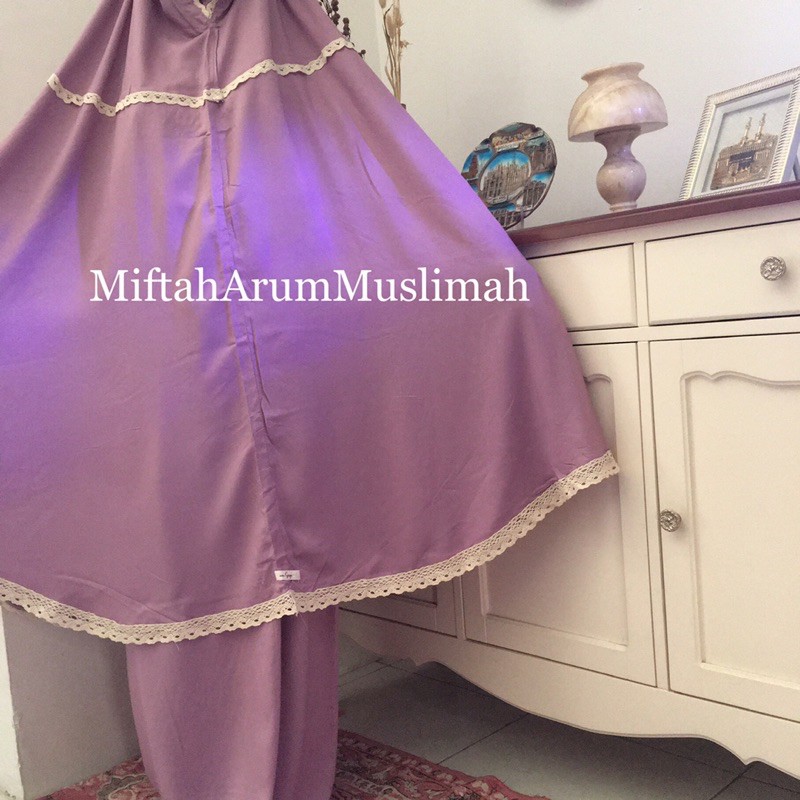 Mukena dewasa katun rayon polos renda