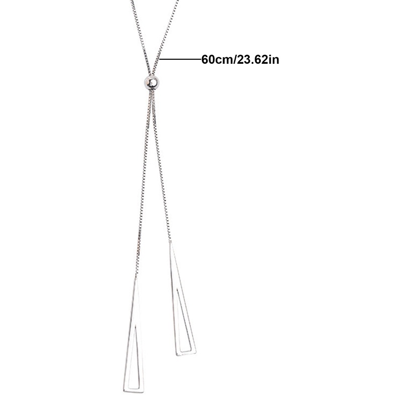 Kalung Rantai Sterling Silver 925 Bentuk Segitiga Geometris Adjustable Untuk Wanita
