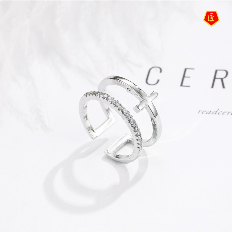 [Ready Stock]Women's Simple Personality Cross Ring Fashion