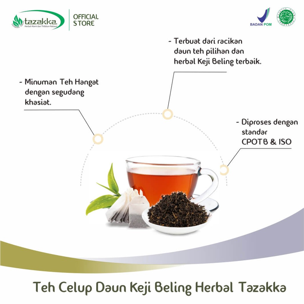 Teh Celup Daun Keji Beling Minuman Kesehatan Batu Ginjal Infeksi Saluran Kemih Herbal Tazakka Asli.