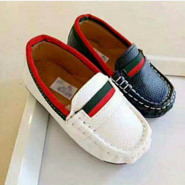 21-30 Pantofel Shoes Guccii Boy Classic Black White Sepatu Pesta Anak Cowok Guci Hitam Putih