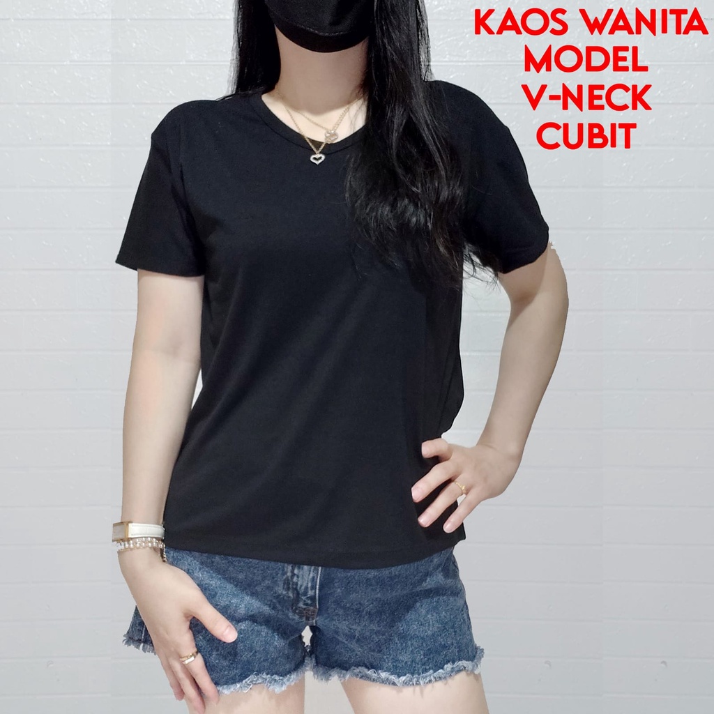 JESETA KAOS ATASAN WANITA V NECK CUBIT GROSIR MURAH ATASAN WANITA TSHIRT WANITA