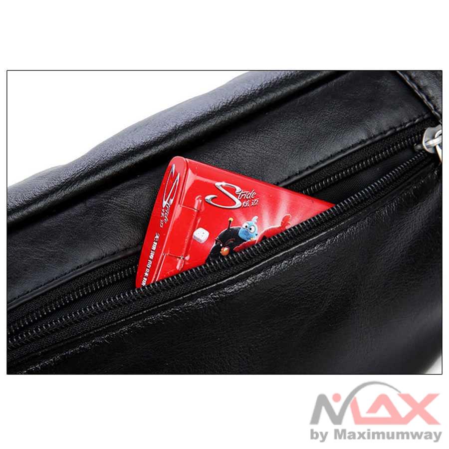 Hchuanghui Tas Pinggang Waistbag Pria Bahan Genuine Leather - MBA62 Warna Hitam