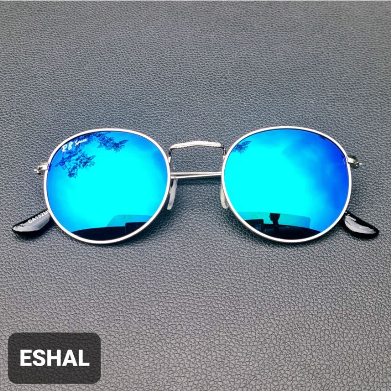 Kacamata Hitam Oval Gaya Pria Dan Wanita - Kacamata Fashion Milenial-Silver Biru