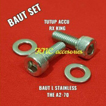 BAUT L STAINLESS SET TUTUP AKI TUTUP ACCU RX KING ASLI STAINLESS