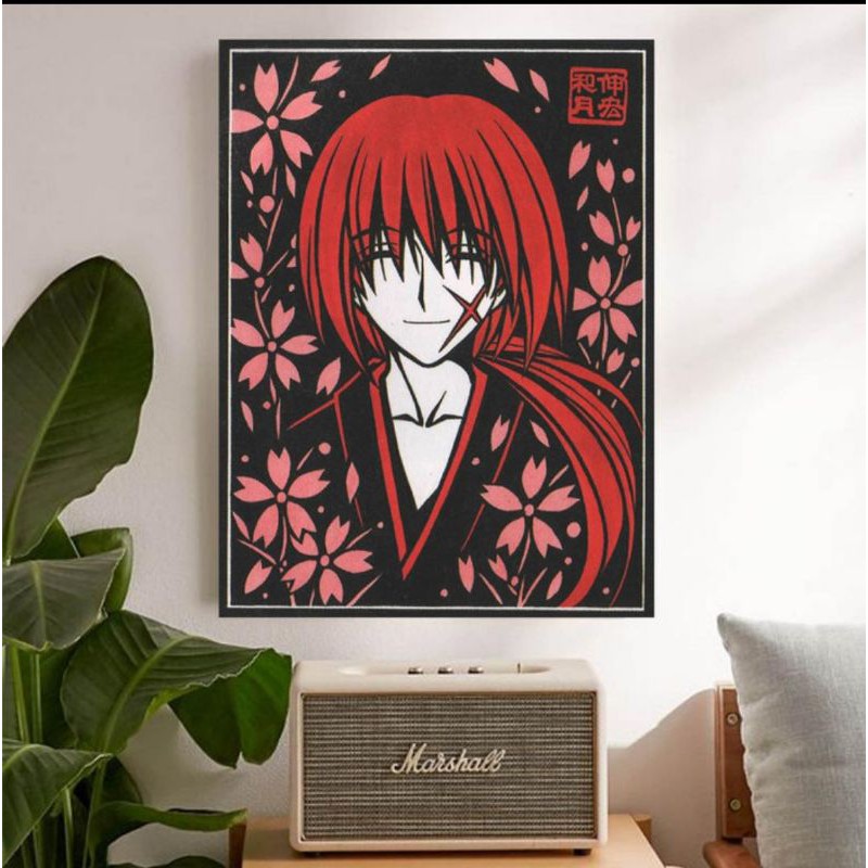 "Anime, Samurai X" Poster Kayu (30x22)