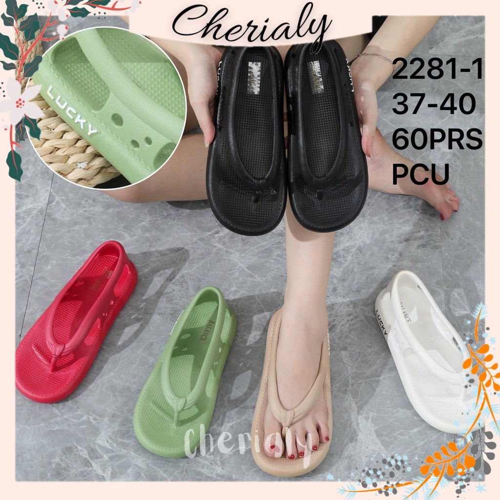 BALANCE Sandal Jepit Backstrap Wanita Import Jelly Rubber Non-Slip LUCKY Bahan Empuk Elastis 2281-1