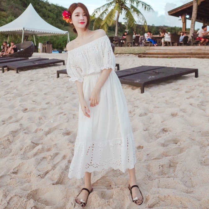 Long Dress Wanita Model Off Shoulder Tanpa Tali Warna Long Dress Wanita Model Off Shoulder Tanpa Tali Warna