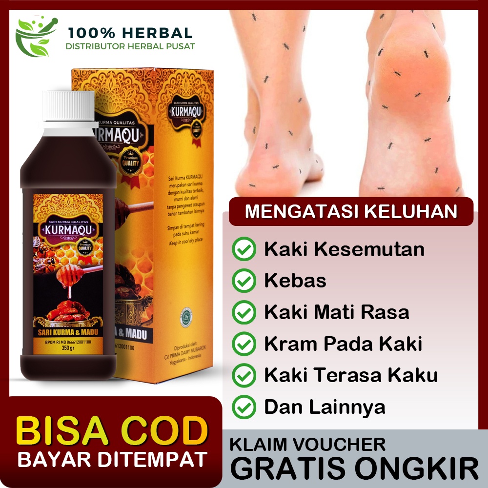 Obat Herbal Kaki Kesemutan Kebas Mati Rasa Baal Kram Keram Kaku KURMAQU Sari Kurma Madu Alami