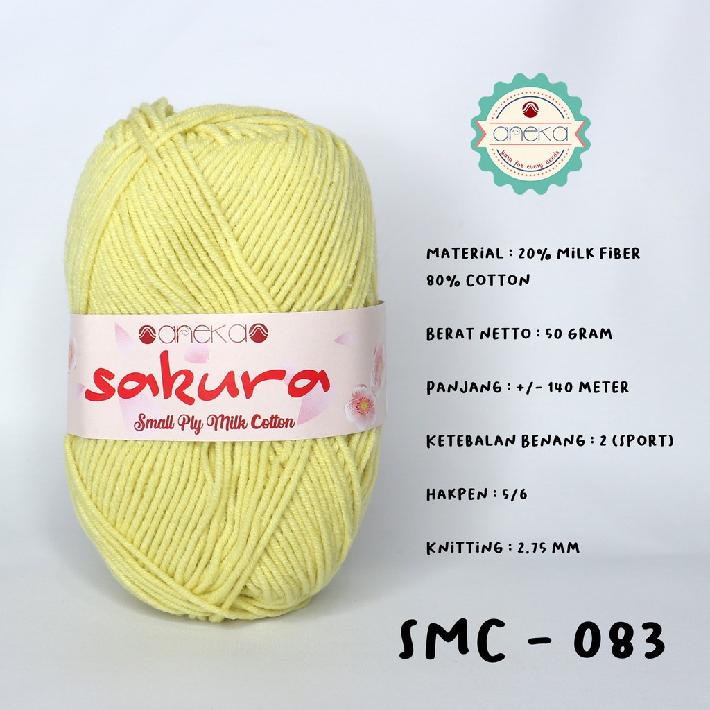 Benang Rajut Katun Susu 4 Ply / Sakura SMALL PLY Milk Cotton Yarn - 083