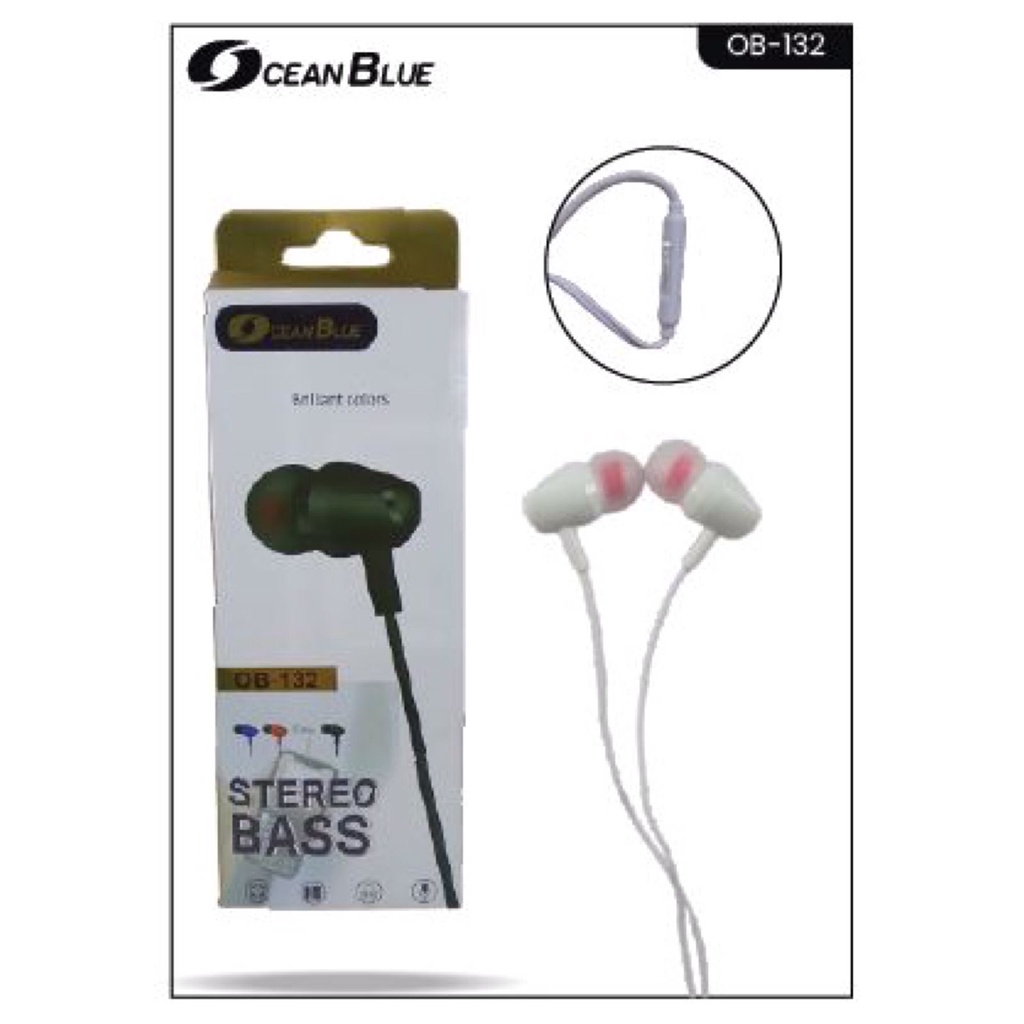 Headset Earphone Ocean blue OB-132 3.5mm Handsfree Super Bass Aksesoris Handphone HP OCEANMART OCEAN MART Murah Grosir