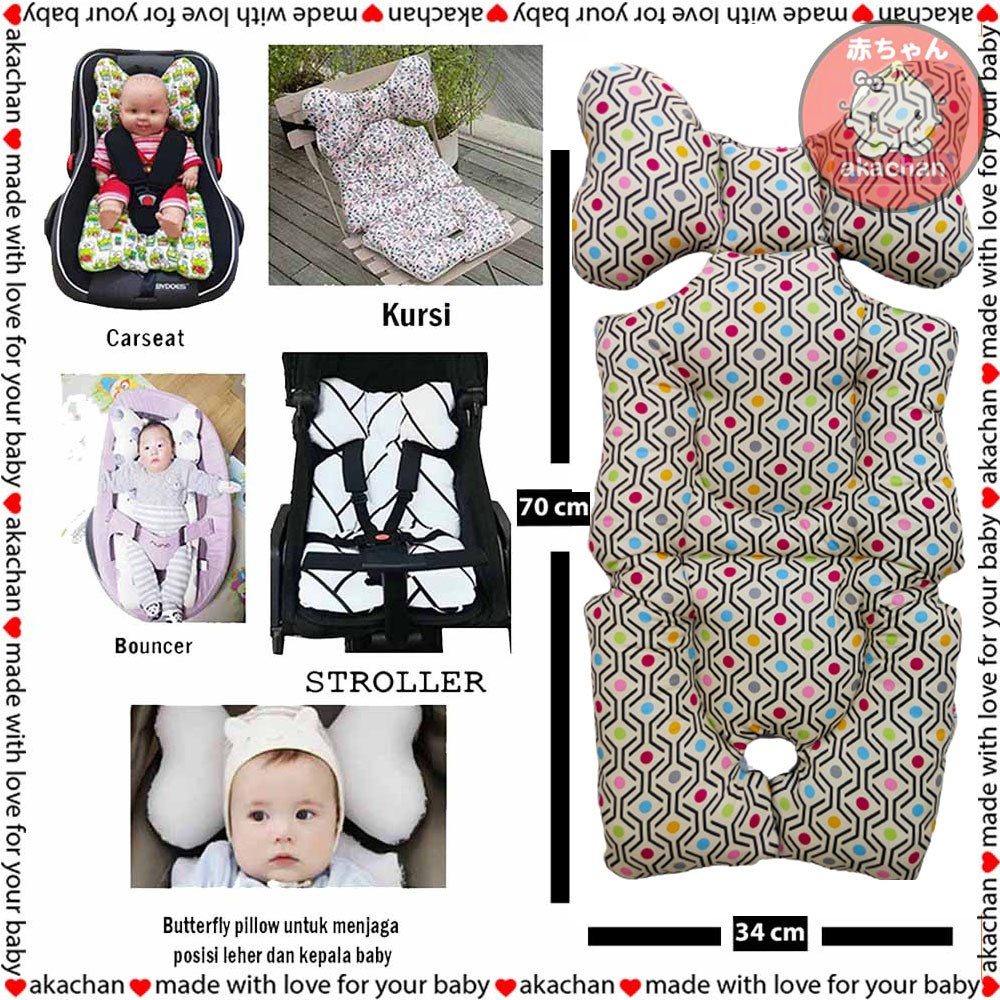 NEO TARTAN Katun Jepang Alas STROLLER PAD stroler carseat bouncer Akachan kereta dorong seatpad borny liner