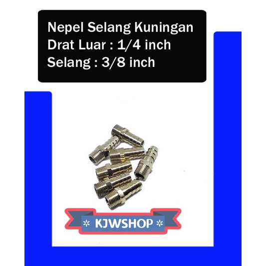NSDL Nepel Selang 1/4 inch x 3/8 inch Nepel Kuningan Drat Luar 1/4" Selang 3/8" Nepel Drat Luar 1/4"