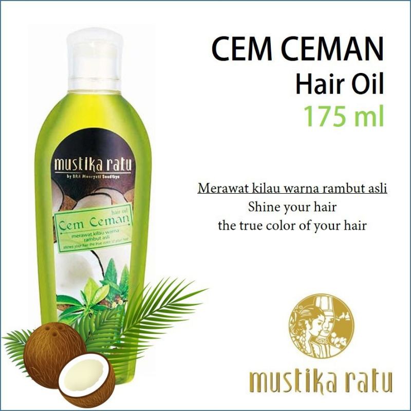 Mustika Ratu Hair Oil Cem Ceman 175ml besar Menjaga  kilau warna rambut