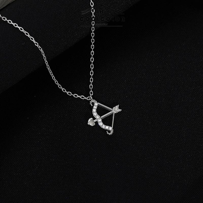 COD❤️Kalung Eros Cupid's Arrow Flash Berlian Klavikula Rantai Liontin Temperamen Cahaya Mewah Busur Panah Anti Karat Dan Anti Luntur Kalung 2022 Terbaru Hadiah Ulang