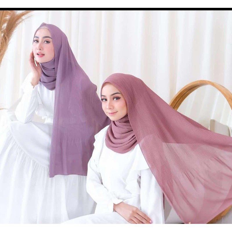 (TERMURAH) Pasmina Plisket Azara - Non full - ORI , REAL PICT