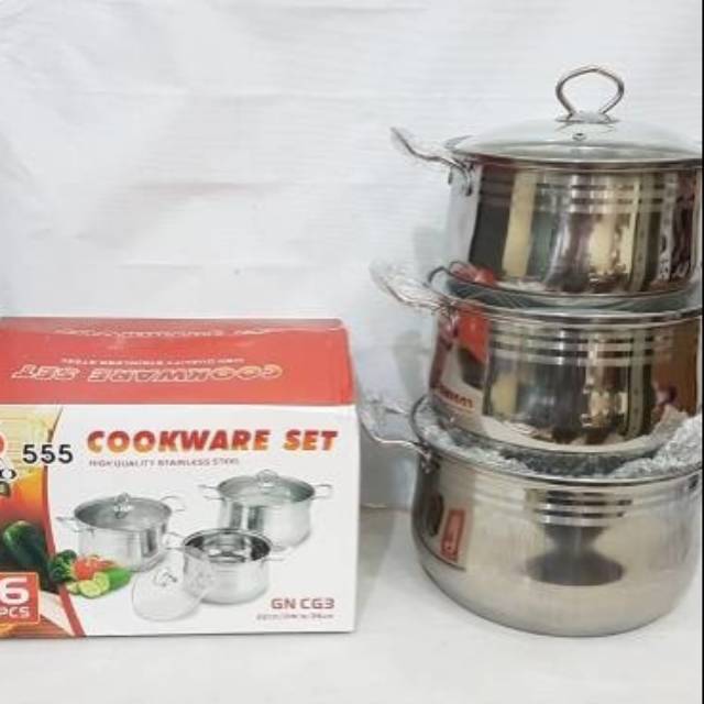 SAITO 555 PANCI SET 6PCS STAINLESS GN-CG3 ORIGINAL