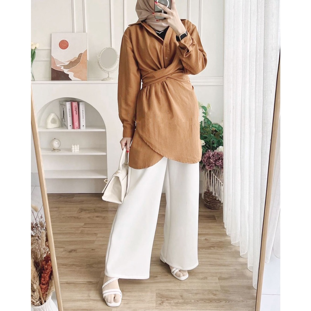 ASELI LONG BLOUSE PANJANG ±80CM PREMIUM WANITA AIRFLOW CRINCKLE DEODORA RAYON