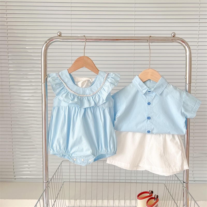 Bluish twin set anak kembar baju