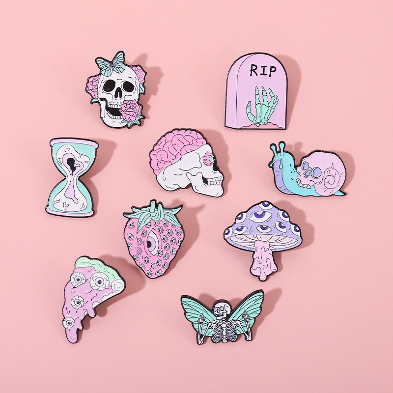 Bros Pin Model Hewan Butterfly Siput Tengkorak Gaya Punk Untuk Aksesoris Pakaian