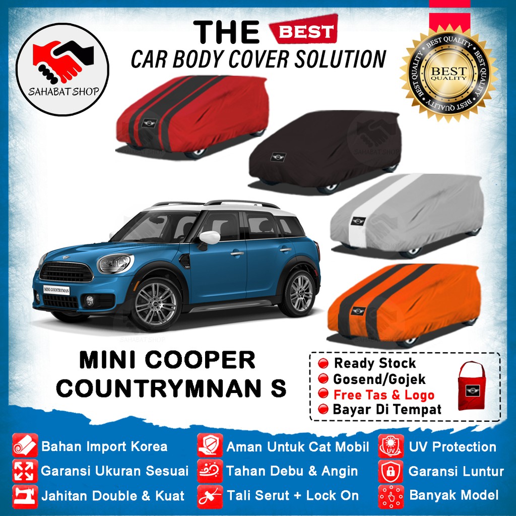 Sahabat Body Cover Mobil Countryman / Sarung Penutup Mini Cooper Countryman S Outdoor 2017 2018 2019 2020 2021 2022 / Tutup Selimut Mantel Pelindung Kerudung Kerodong Jas Mantol Kelambu Pembungkus Terpal Mobil Countryman Waterproof Anti Air Model Biru