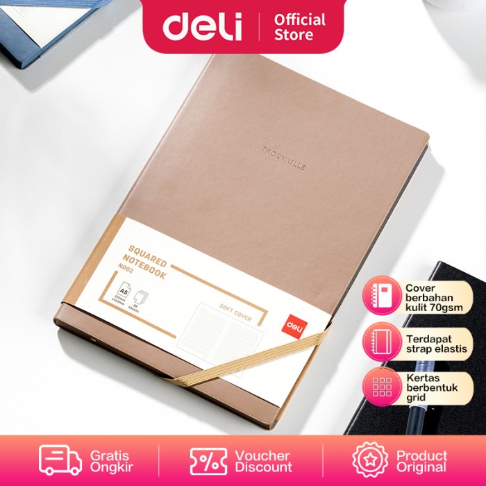 

CODES0X-83 Deli Squared Notebook / Buku Catatan Kotak-Kotak A5 Cover Kulit EN00X