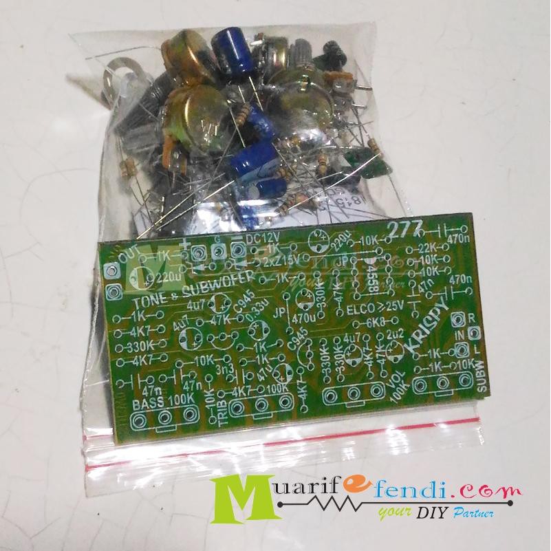 PAKET DIY Tone Control Mono subwoofer IC opAmp 4558 Treble subwoofer bass volume krispy