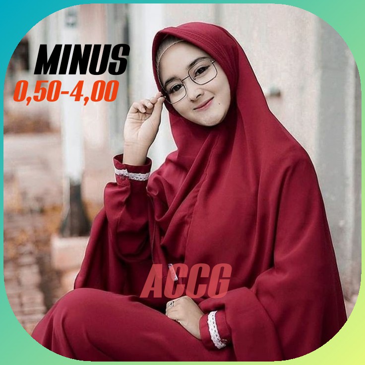 ACCG Kacamata MINUS Kotak Nissa Sabyan Rangka Stanleess Ukuran 0.50-6.00 Free Box Lap