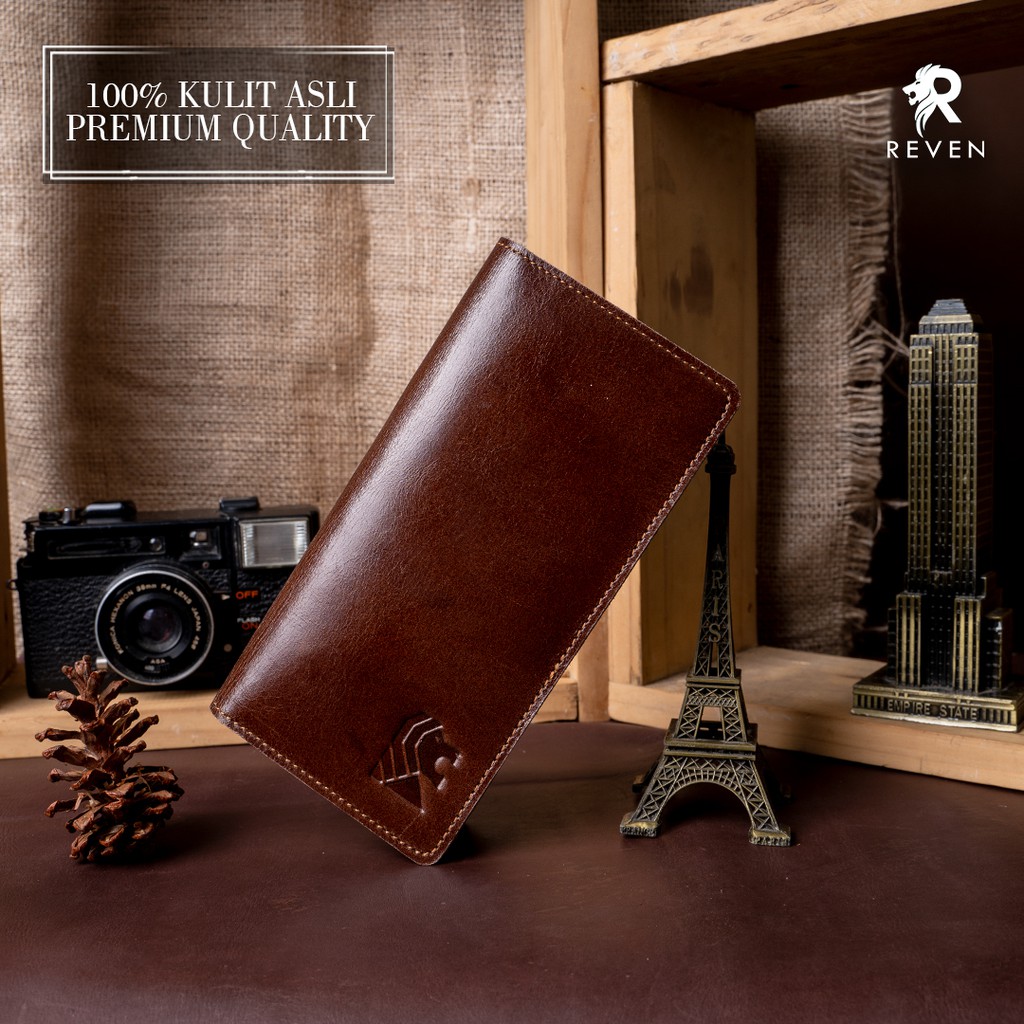 Dompet Panjang Kulit Pria Branded Reven Apollo Leather Wallet 100% Kulit Sapi Asli Original Premium Terbaru Cowok Keren