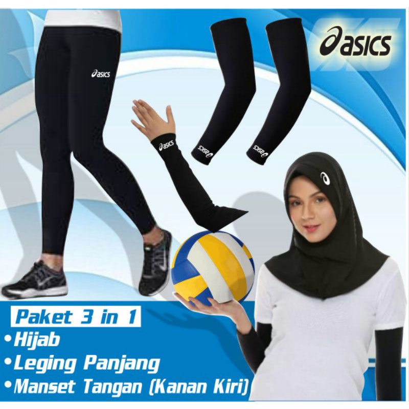 PAKET HEMAT leging voli hijab voli dan handsock voli murah