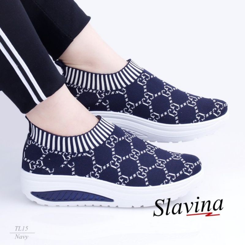 Sepatu sneaker Slavina FlyKnit Wedges TL15