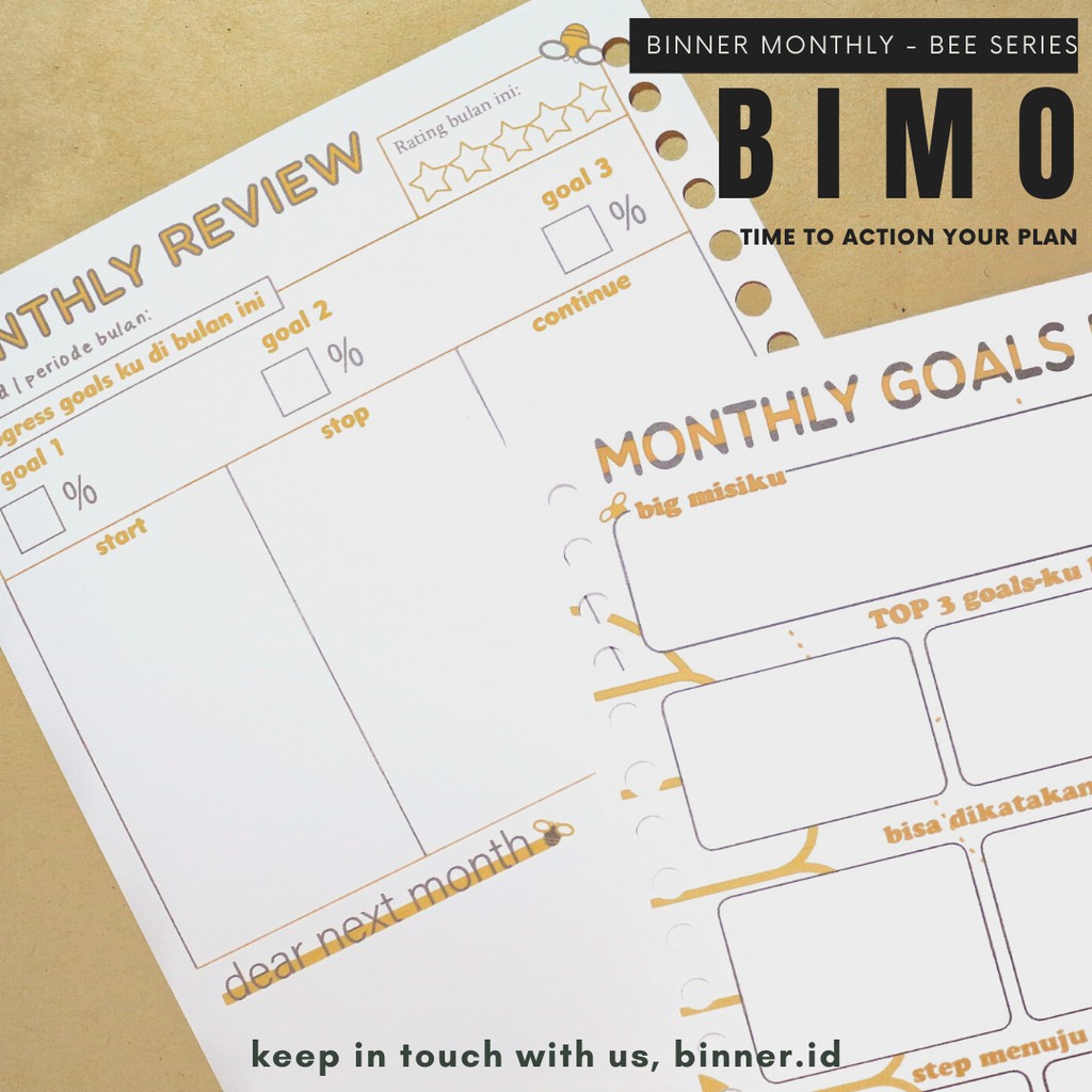 

BIMO - Binner Monthly; Time To Action - Refill Binder Planner Bee Series