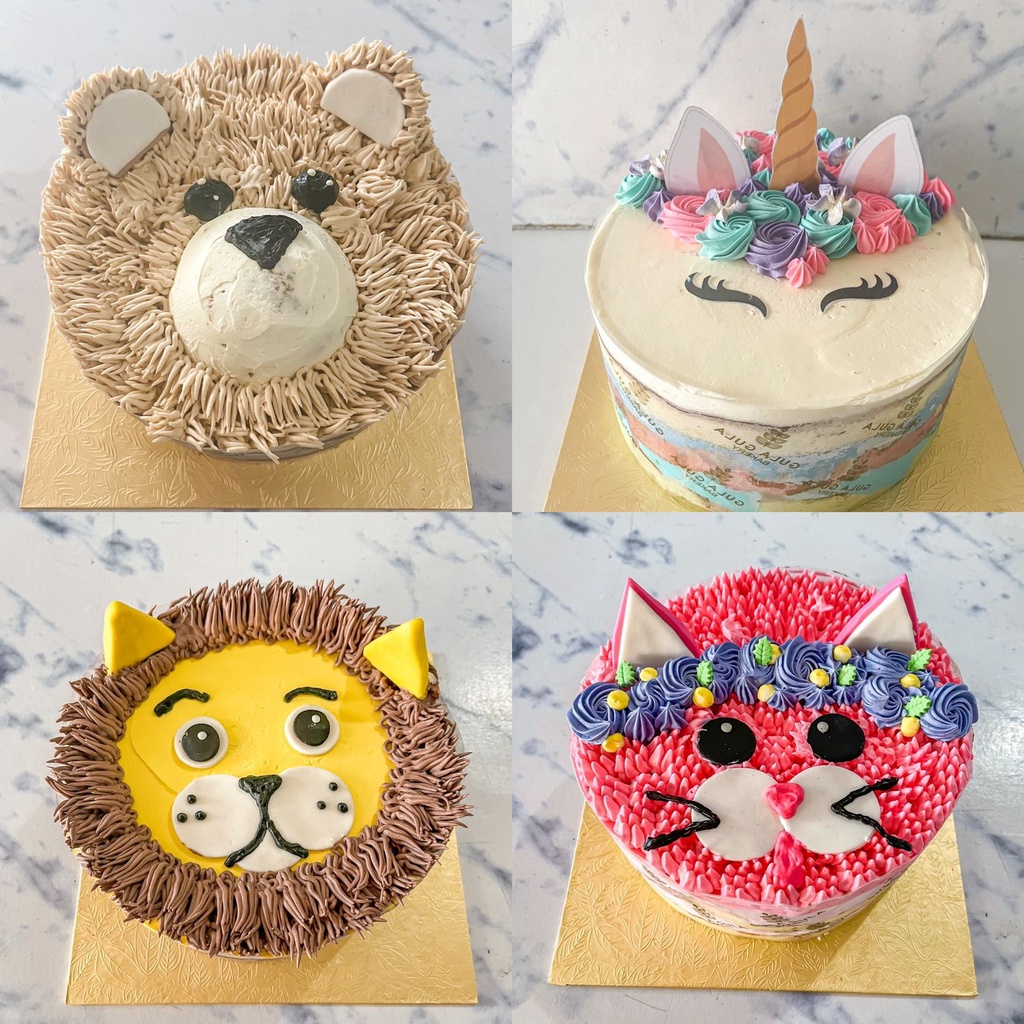 

Custom Cake Animal Lion Bear Unicorn Cat Kue Ulang Tahun Anak Enak