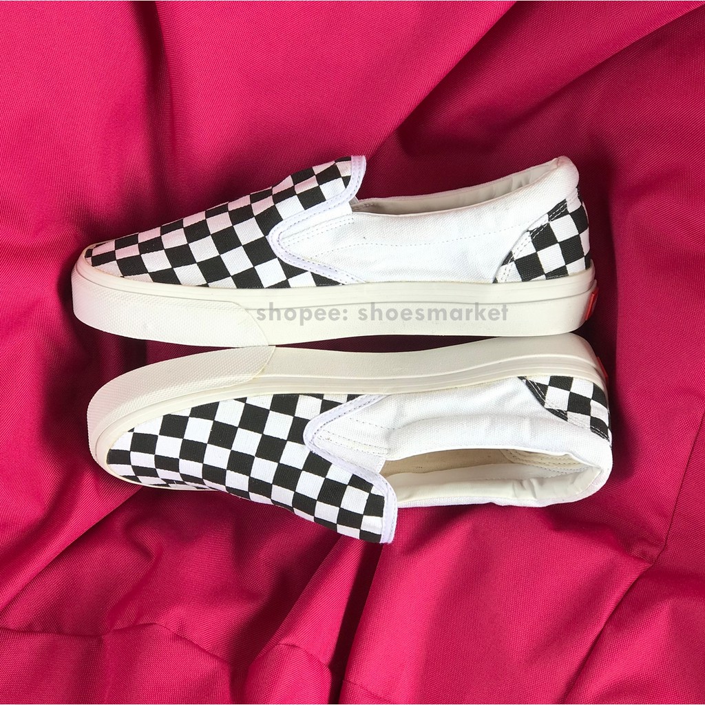 OBRAL SEPATU VANS SLIP ON CHECKERBOARD MONO BLACK