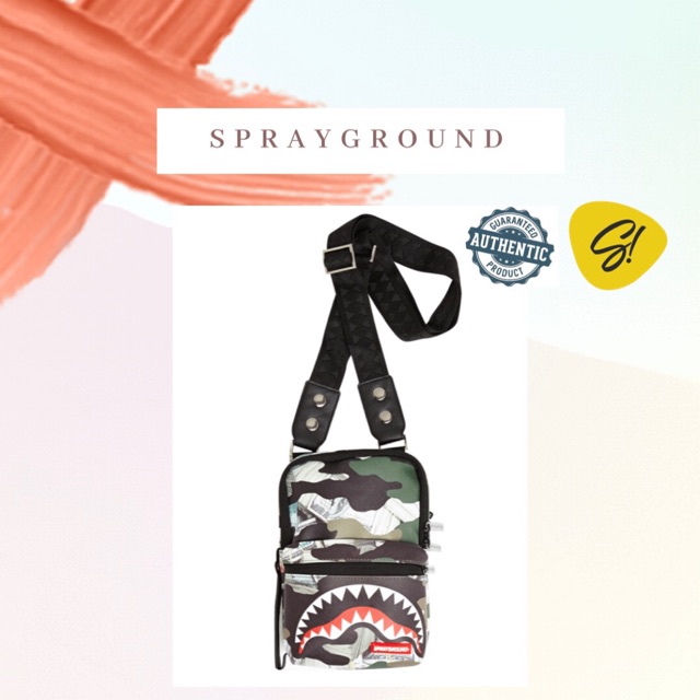 Sprayground Camo Money Shark Sling Bag Sprayground Authentic