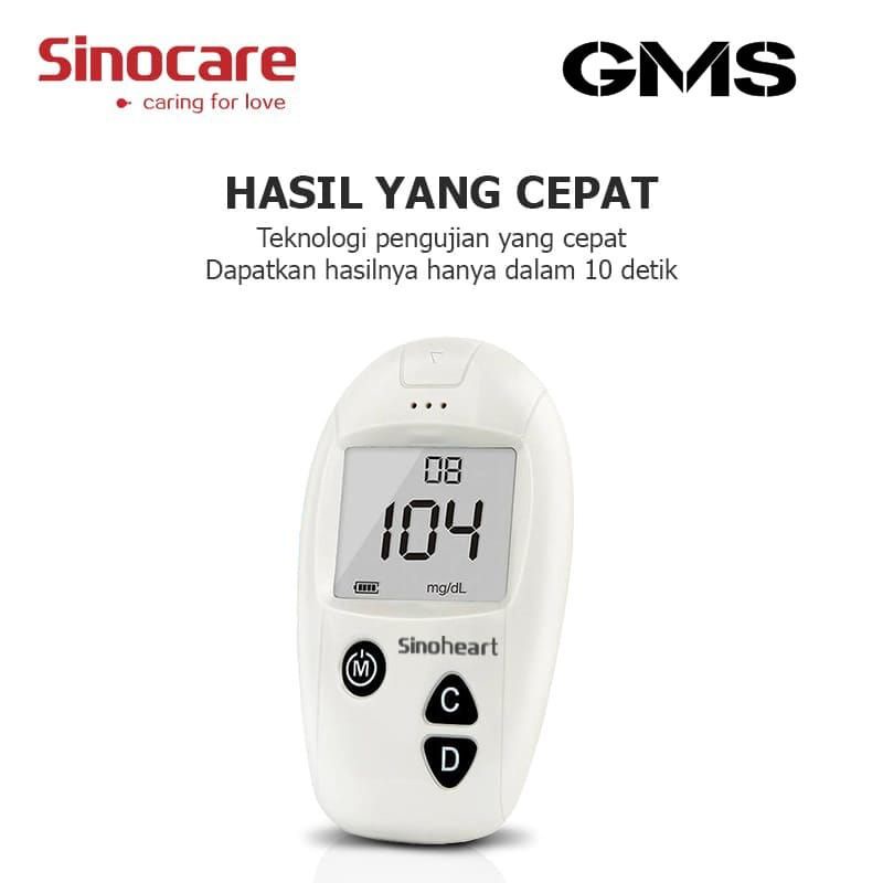 Sinocare Alat Cek Gula Darah Safe Accu Paket Lengkap ( Bonus 50 Strip + 50 Lancet )