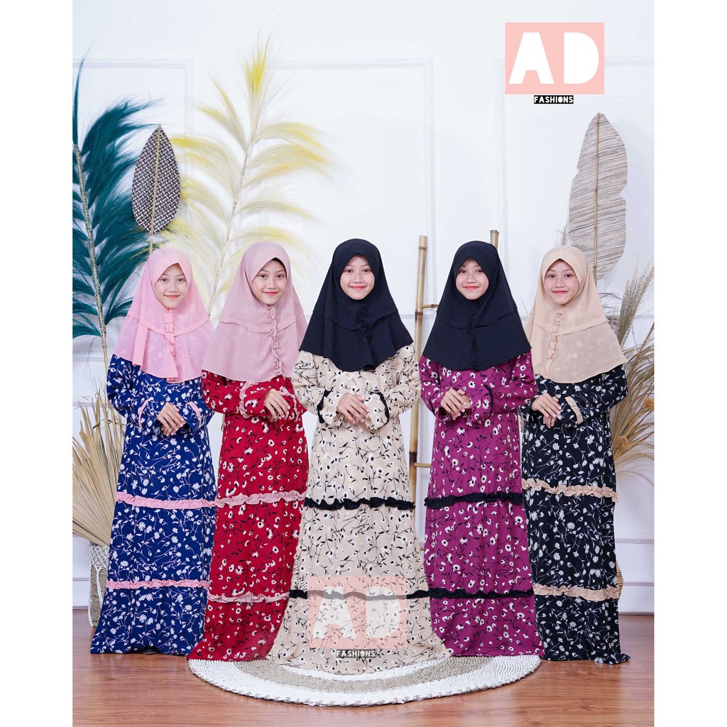 Gamis Syari Set Khimar Aminah Kids Usia 10 - 12 Tahun / Gamis Anak/Gamis Syar'i Anak/Gamis Set Anak