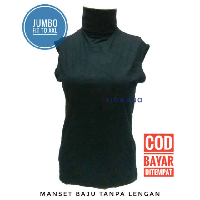 Baju Manset Wanita Jumbo Tanpa Lengan Leher Tinggi L XL XXL Manset Baju Cewek Lengan Buntung Lekbong