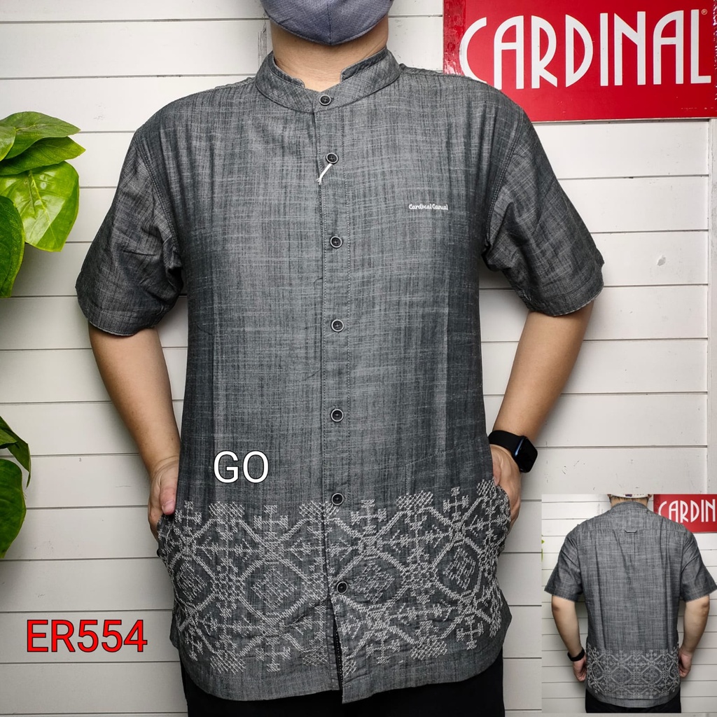 gof XL CARDINAL KEMEJA KOKO Pria Dewasa Lengan Pendek Pakaian Muslim Distro Original TBP