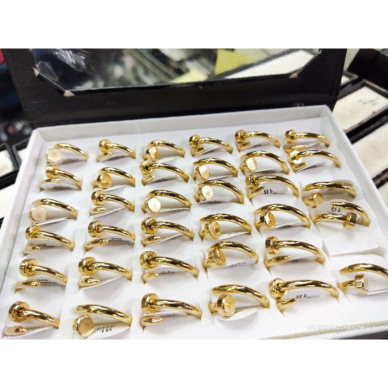 Grosir Cincin Titanium/Stainless Steel Motif Paku Isi 36 pcs