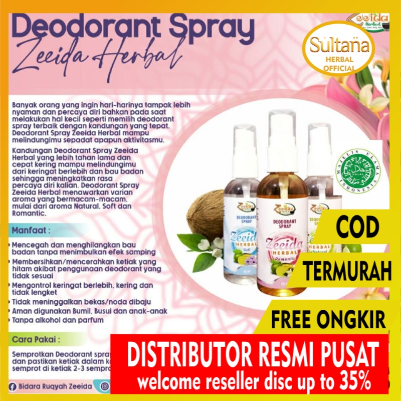 

[ORI RESMI] Deodoran spray / Deo spray zeeida 60 ml hilangkan bau ketiak