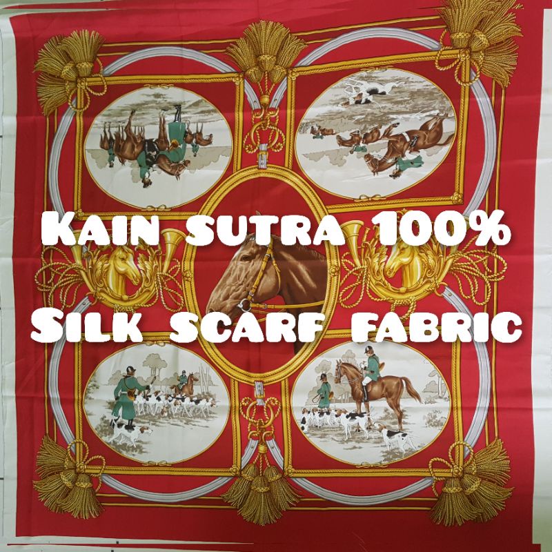 kain sutra motif scarf kain sutra asli 100% mulberry pure silk fabric