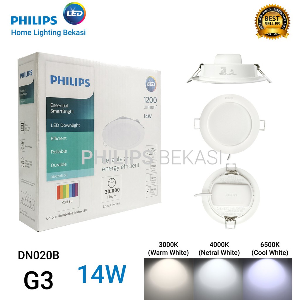 Philips Lampu Downlight LED 14 Watt 6 inchi DN020B