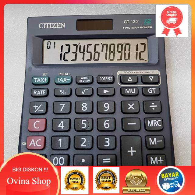 

TERLARIS Kalkulator Citizen CT 120 T . Kalkulator 12 Digit . Kalkulator Berkwalitas